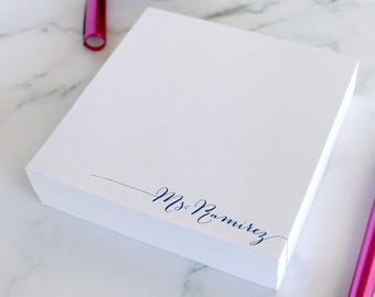 Personalized Teacher Notepad - Custom Square Note Pad, Educator Gift | SIMPLE CALLIGRAPHY