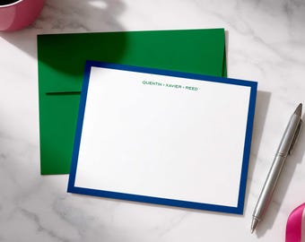 Personalized Flat Notecards with Envelopes – Custom Stationery Set, Gift for Men | MODERN BORDER