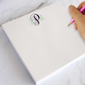 New Job Gifts for Her – Personalized Square Notepad, Custom Monogram Stationery | TRADITIONAL SCRIPT