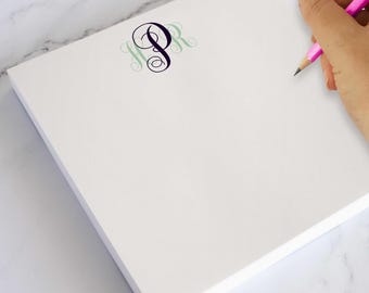 New Job Gifts for Her – Personalized Square Notepad, Custom Monogram Stationery | TRADITIONAL SCRIPT