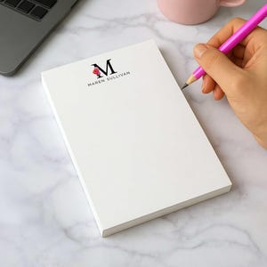 Monogramm Notizblöcke - personalisiertes Brautjungfer Geschenk, Damen Schreibwaren | BLUMEN INITIALEN