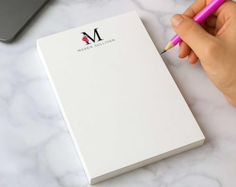 Monogram Anteckningsblock - Personlig brudtärnepresent, Dambrevpapper | BLOMMINITIALER