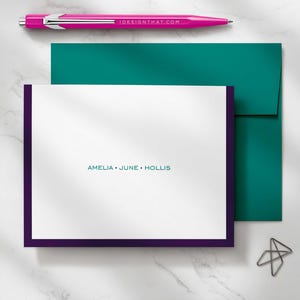 Personalized Folded Notecards with Envelopes – Blank Inside, Custom Stationery | MODERN BORDER