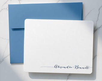 Personalized Flat Notecards - Custom Note Cards with Envelopes, Correspondence Set | SIMPLE CALLIGRAPHY