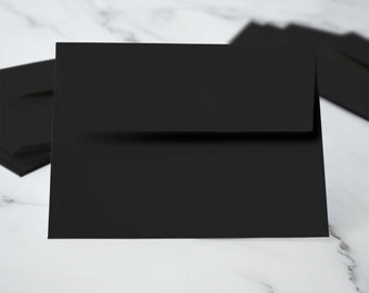 Black A2 Envelopes for Notecards & Stationery, Blank RSVP Reply or Announcement Envelope | EBONY 4 3/8" x 5 3/4"