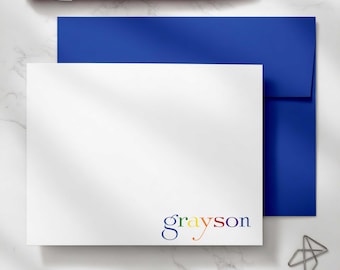 Kids Stationery Set - Personalized Notecards, Gift for Girls & Boys | RAINBOW
