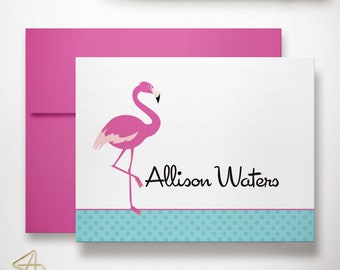 Flamingo Stationery Flamingo Note Cards Thank You Cards Personalized Flat Cards Birthday Personalized Gift Idea Pink Flamingo Stationary