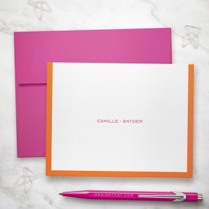 Tarjetas de notas plegables personalizadas, notas personalizadas para mujeres y hombres / BORDE MODERNO