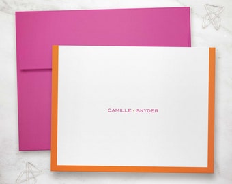 Personalized Stationary Folded Notecards, Custom Notes for Women or Men | MODERN BORDER