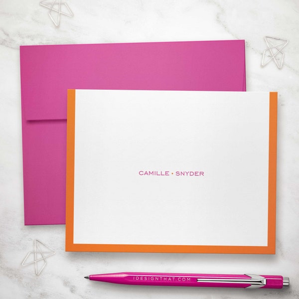 Personalized Folded Note Cards with Envelopes - Custom Stationary for Women and Men | MODERN BORDER