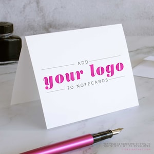 Cartões de Notas com Logotipo Empresarial, Papelaria Personalizada para Empresas, Conjunto de Papelaria Personalizada, Cartões de Notas Corporativos Dobrados e Envelopes | SEU LOGOTIPO AQUI