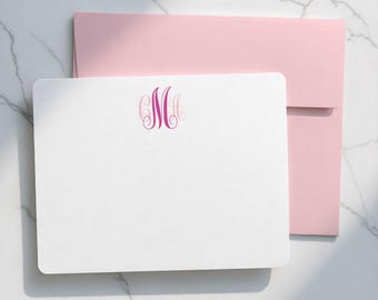 Monogram Notecards – Personalized Flat Note Cards, Custom Thank You Stationery | TRADITIONAL SCRIPT