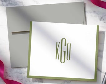 Personliga tackkort - Vikta kort med monogram, present till henne | SLIM MONOGRAM