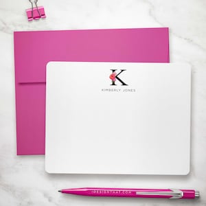 Personalized Stationary Gift – Floral Monogram Notecards for Her | FLORAL INITIAL