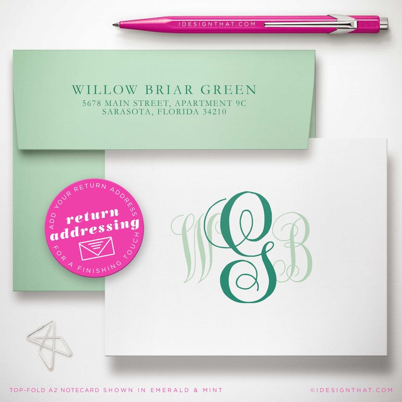 Personalized Stationary Set of Monogram Notecards Monogrammed Wedding Stationery Custom Thank You Note Cards TRADITIONAL SCRIPT image 7