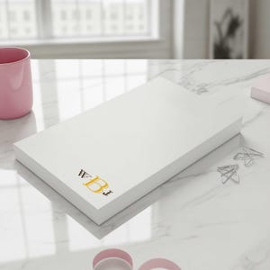 Personalized pads with classic initial design, a useful stationery gift or everyday paper pad for your own desk.