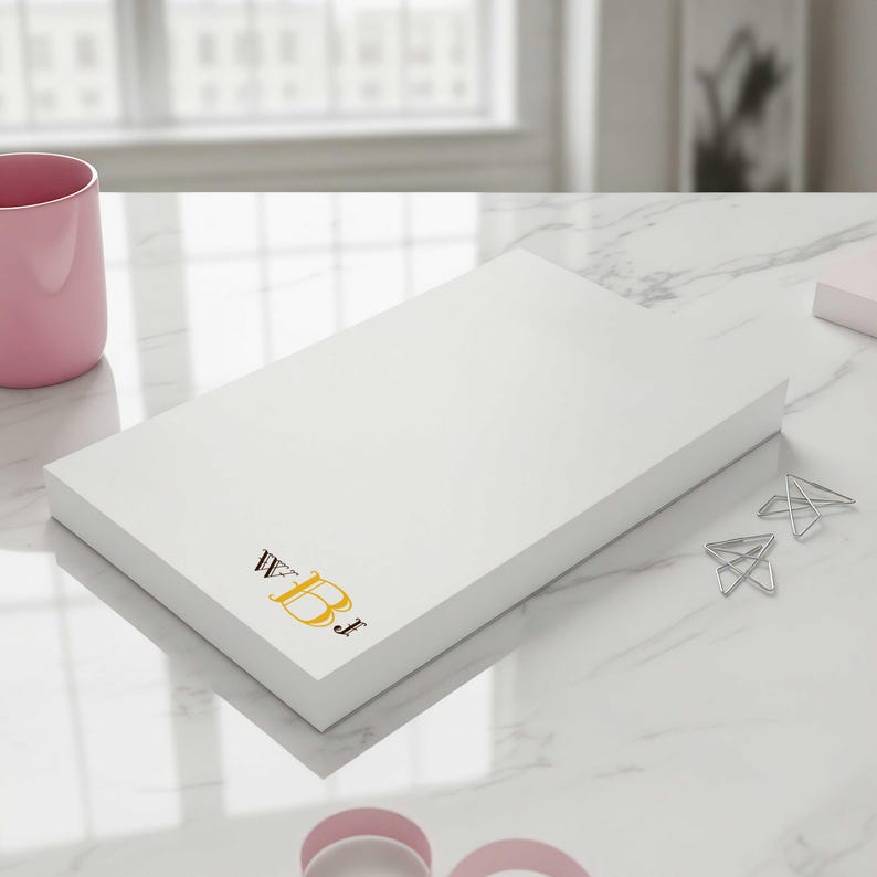 Personalized pads with classic initial design, a useful stationery gift or everyday paper pad for your own desk.