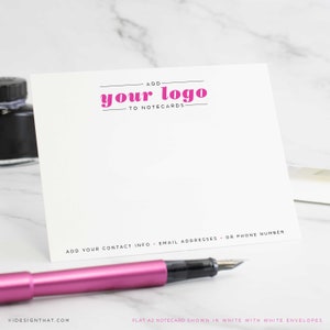 Personalisierte Geschäftspapiere Grußkarten, Individuelle flache Grußkarten mit Ihrem Firmenlogo, Firmenboss Geschenk Briefpapier | HIER IHR LOGO