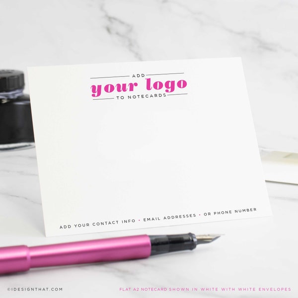 Personalized Business Stationery Notecards, Custom Flat Note Cards with Your Company Logo, Corporate Boss Gift Stationary | YOUR LOGO HERE
