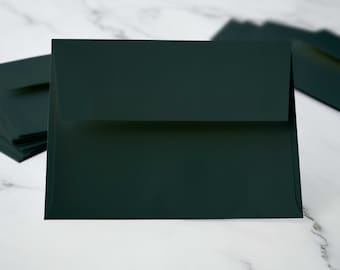 Deep Forest Green A2 Envelopes for Notecards & Stationary, Blank RSVP Reply or Announcement Envelope | HUNTER 4 3/8" x 5 3/4"