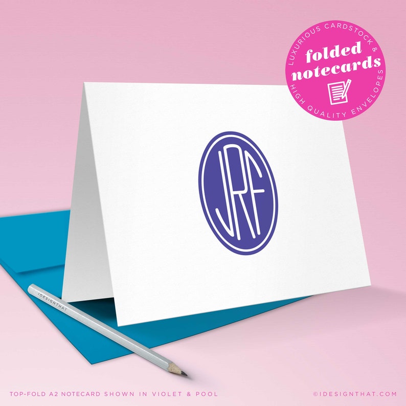 Personalized Stationary Sets of Monogrammed Notecards & Envelopes CIRCLE MONOGRAM image 2