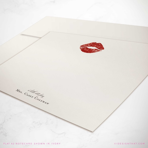 fancy letter writing paper Custom Love Letter Stationary, Personalized Set of Flat Notecards, "A Little Note From" Lips Stationery, Lipstick Note Cards | ROMANTIC KISS