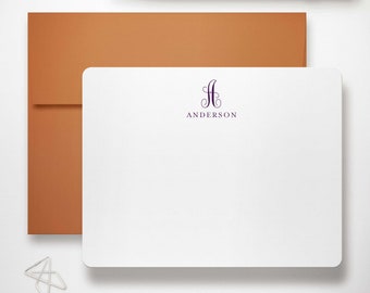 Personalized Flat Notecards, Custom Monogrammed Stationary Set | FAMILY MONOGRAM