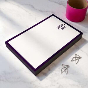 Monogram notepad with personalized name text, designed as a polished desk gift for her lists, reminders, and everyday notes.