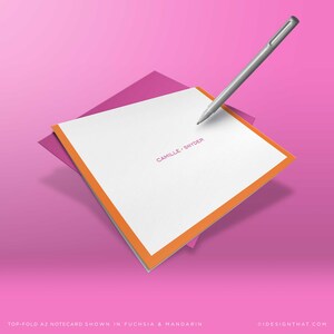 Personalized Office Supplies for Women or Men, Folded Stationary Notecards & Envelopes MODERN BORDER image 4