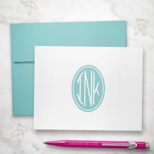 Tarjetas de notas plegadas para regalarle: tarjetas con monograma, papelería personalizada / MONOGRAMA CIRCULAR