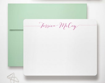 Personalized Stationary Sets of Flat Notecards with Envelopes | SIMPLE CALLIGRAPHY