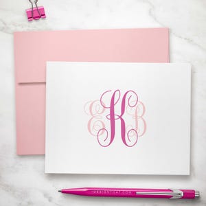 Personalisierte Briefpapier-Geschenk für sie - gefaltete Monogramm Karte für Frauen, personalisierte Dankeschön-Karte | TRADITIONELLE SCHRIFT