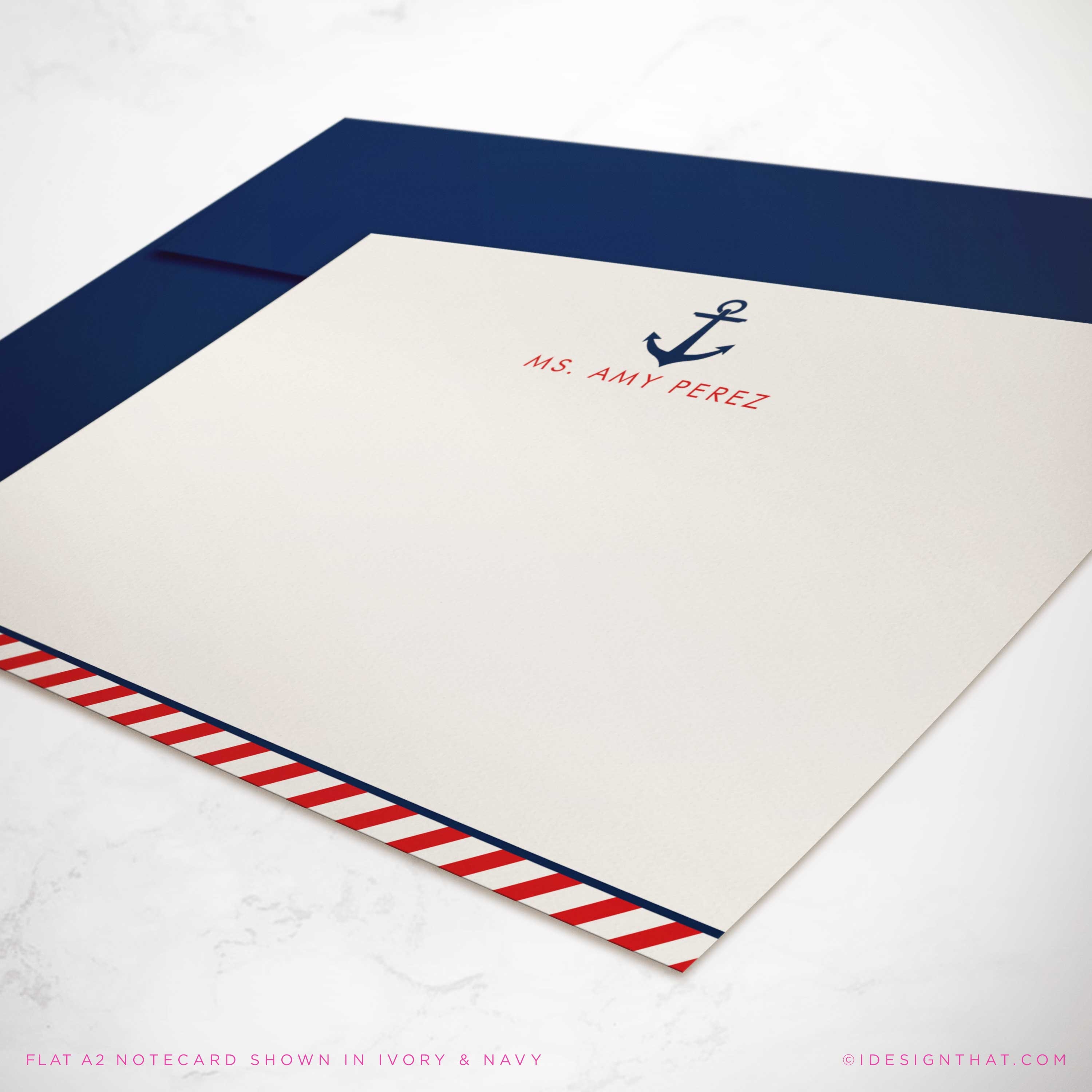 Nautical Stationery Set for Men or Women Personalized Flat Etsy