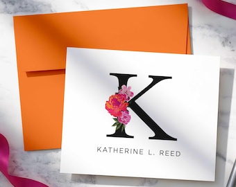 Personalized Stationary Set – Monogram Notecards, Graduation Gift | FLORAL INITIAL