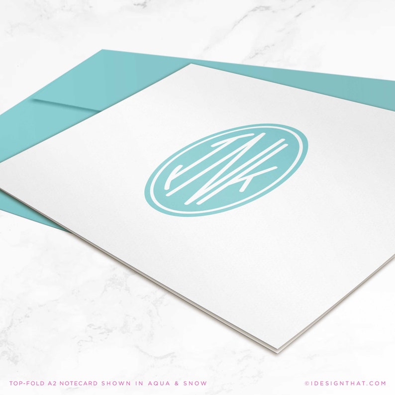 Personalized Stationary Sets of Monogrammed Notecards & Envelopes CIRCLE MONOGRAM image 3