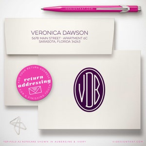 Personalized Stationary Sets of Monogrammed Notecards & Envelopes CIRCLE MONOGRAM image 7