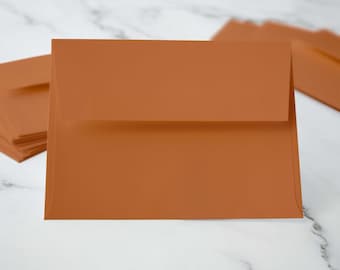Papeterie A2 orange ambré foncé Enveloppes RSVP | TERRE CUITE 4 3/8" x 5 3/4"