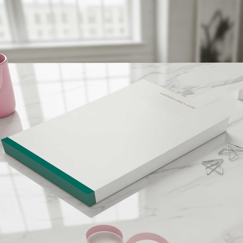 Personalized paper notepad for men who keep lists, jot down ideas, take work notes, or always need paper within reach.