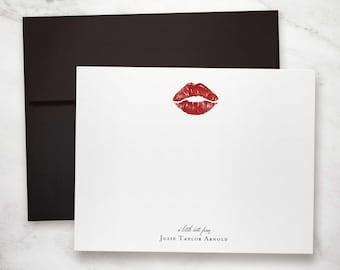 Personalized Gifts for Her – Custom Valentine Notecards, 1st Anniversary Stationary for Women | ROMANTIC KISS