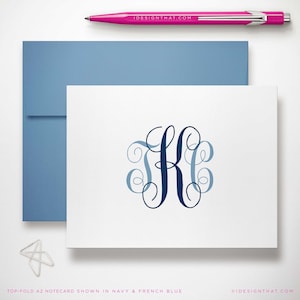 Gepersonaliseerde gevouwen notitiekaarten – briefpapierset met monogram voor gepersonaliseerde bedankkaarten en elegante cadeaus | TRADITIONEEL SCRIPT