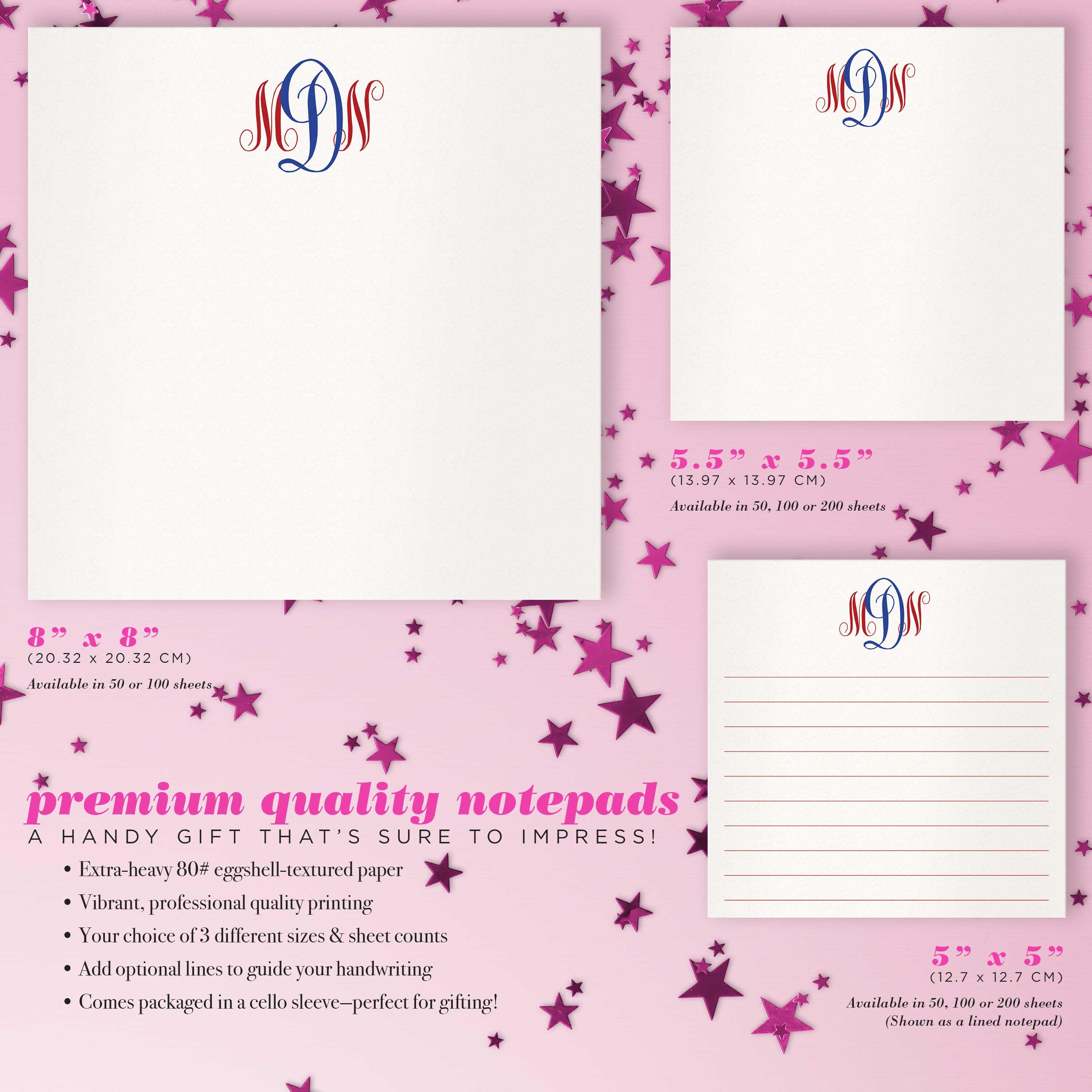 Personalized Square Notepad for Women – Gifts for Her, Elegant Monogram ...