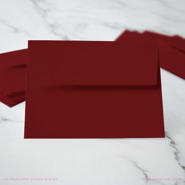 Dark Red A2 Envelopes for Notecards & Stationery, Blank RSVP Reply or Announcement Envelope | RUBY 4 3/8" x 5 3/4"