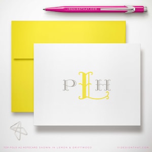 Tarjetas plegables con monograma: papelería personalizada para mujer, juegos de papelería modernos con sobres / MONOGRAMA MONTEREY