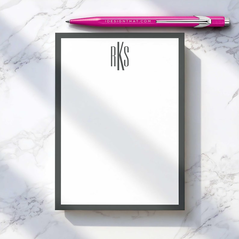 Monogram stationery inspired notepad with personalized name, designed as a classic yet practical gift for women.