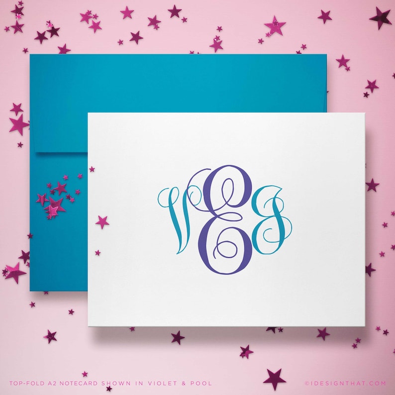 Personalized Stationary Set of Monogram Notecards Monogrammed Wedding Stationery Custom Thank You Note Cards TRADITIONAL SCRIPT zdjęcie 6