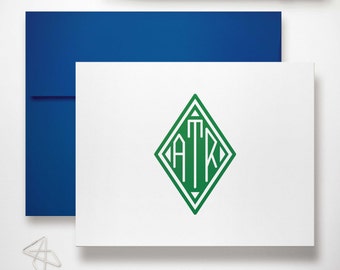 Personalized Stationary Set - Monogrammed Folded Notecards,  Gift for Men or Women | DIAMOND MONOGRAM