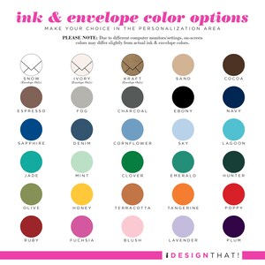 Ink color chart showing customization choices for personalized notepad gifts, boyfriend stationery, corporate memo pads, and men’s stationary.
