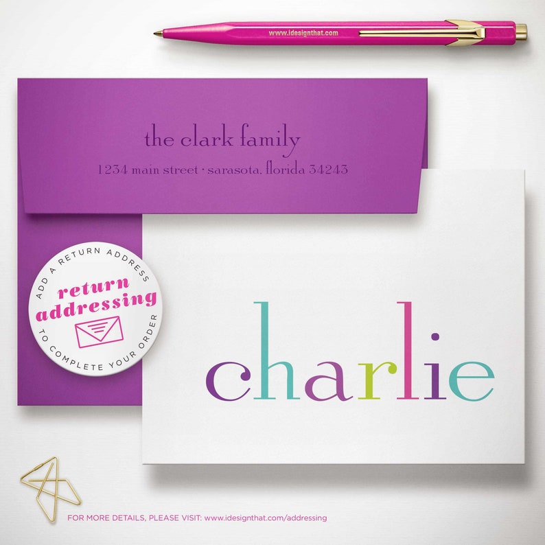 Personalized Kids Stationery Set of Cute Notecards Baby Etsy