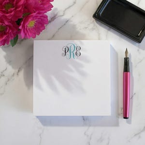 Personalized Square Notepad - Monogram Stationary, Gifts for Her | TRADITIONAL SCRIPT