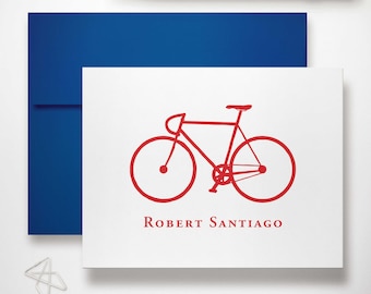 Personalized Thank You Notecards, Custom Bike Stationary Gifts for Men or Women, Stationery Sets of Folded Notes & Envelopes | BICYCLE RIDE